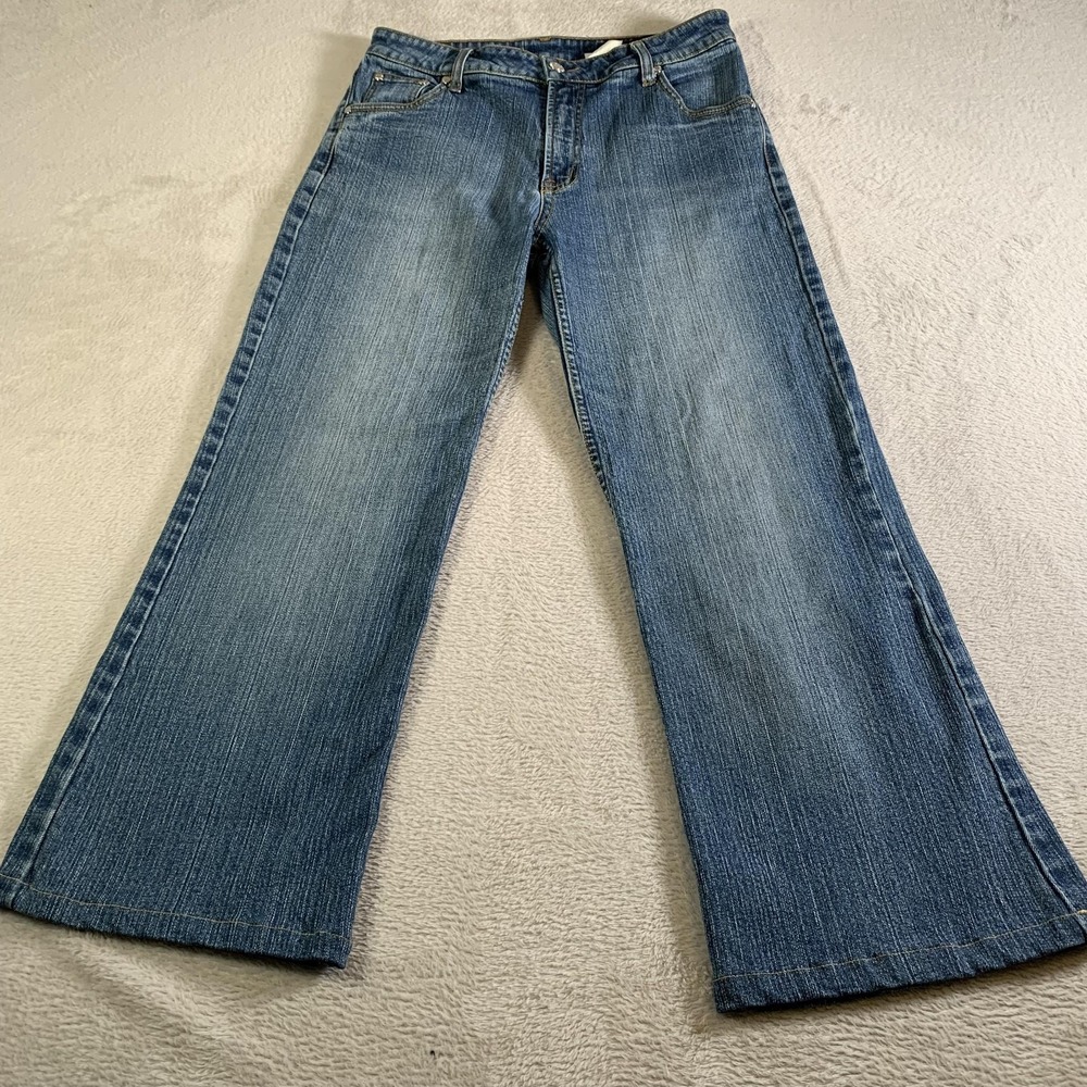 Vintage Lawman Jeans Juniors 9/10 Blue Medium Wash Mid Rise Wide Leg Stretch 90s